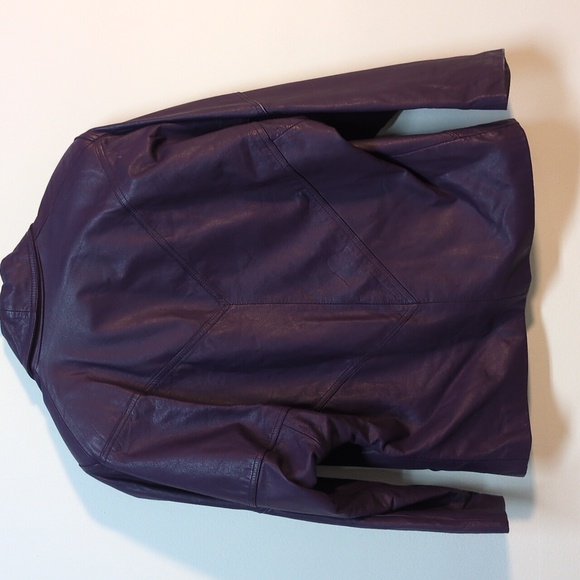 Vintage 80s Purple Leather Jacket, Size Small - Picture 9 of 10